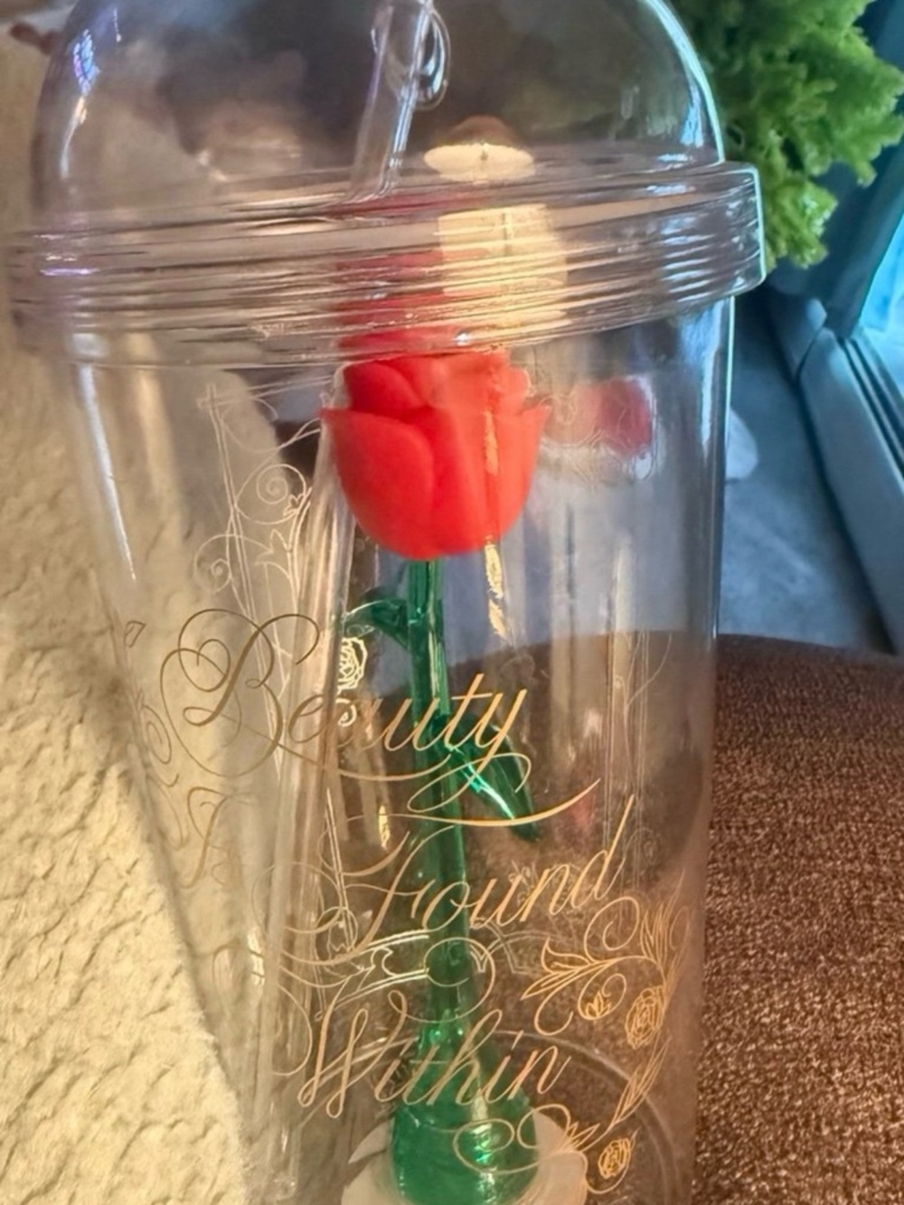 Zak Designs Beauty and the Beast 23 ounce Tumbler Mug With Enchanted Rose Inside
